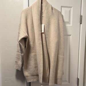 Cozy Cream Open Front Carve Designs Cardigan